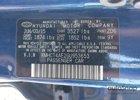 2016 Hyundai Accent Se from USA, damaged, VIN KMHCT4AE2GU953653